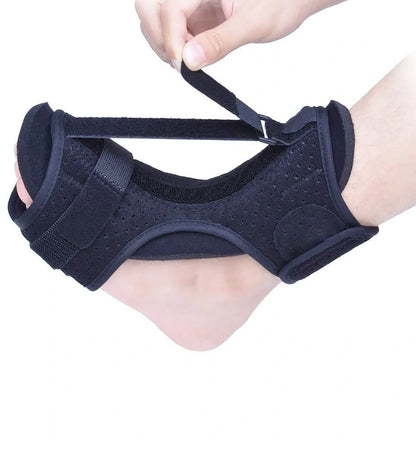 Adjustable dorsal night splint for plantar fasciitis and foot drop relief in black