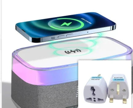 Intelligent Multifunctional Alarm Clock with Bluetooth Speaker, Wireless Charger, and Atmosphere Light