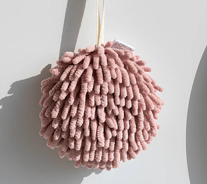 Blue chenille handball wipe showing 17x17cm dimensions for water absorption