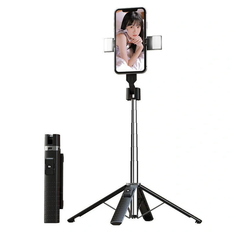 Bluetooth selfie stick with dual fill lights for perfect photos anytime