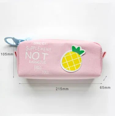Leather pencil case, 22cm x 9.5cm x 7cm, zip closure, animal and fruit patterns, 18 colours