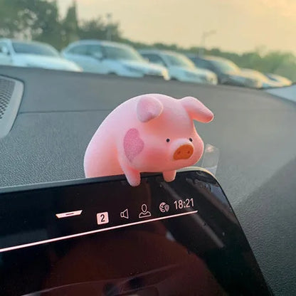 Resin cartoon pig car decoration in various styles, approx 8-10cm, for dashboard personalisation