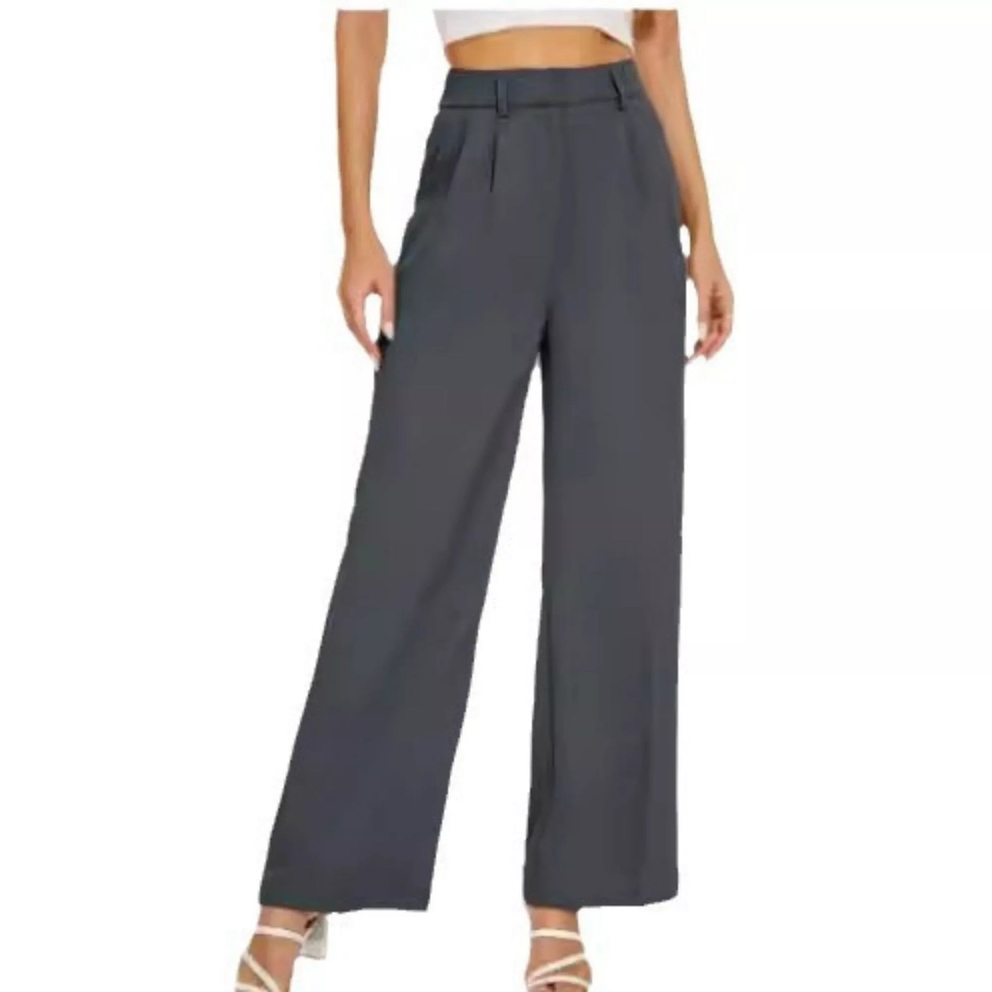 Women's high waist straight trousers with pockets and wide leg design in various colors