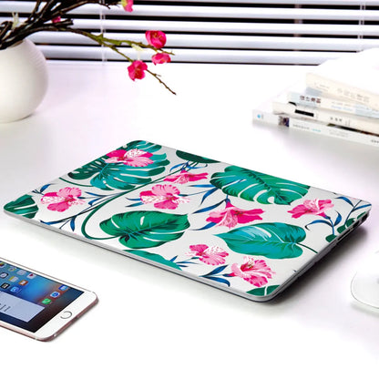 Plastic protective shell with floral pattern for Apple MacBook laptop showing sampling flower design