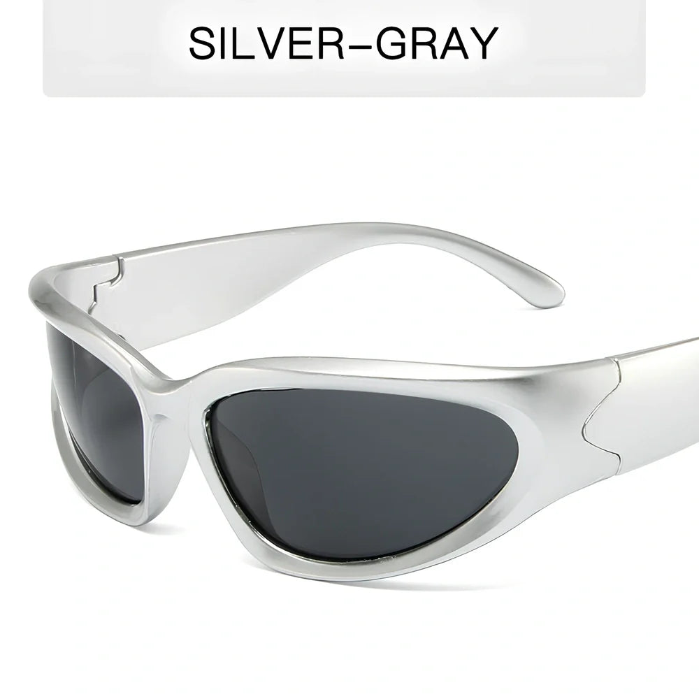 Personalised steam punk full frame cycling sunglasses in sand black grey chip style with mercury lenses for glare reduction