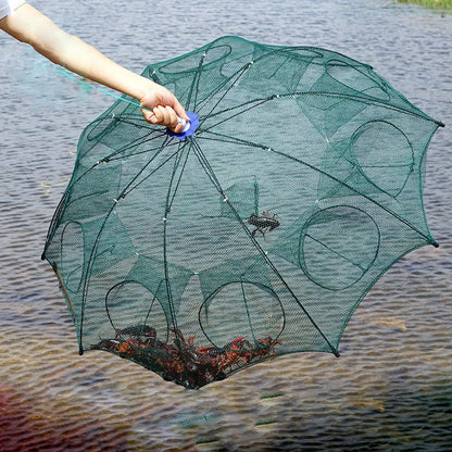 Automatic Folding Fishing Umbrella Net with multiple inlet holes for versatile fishing