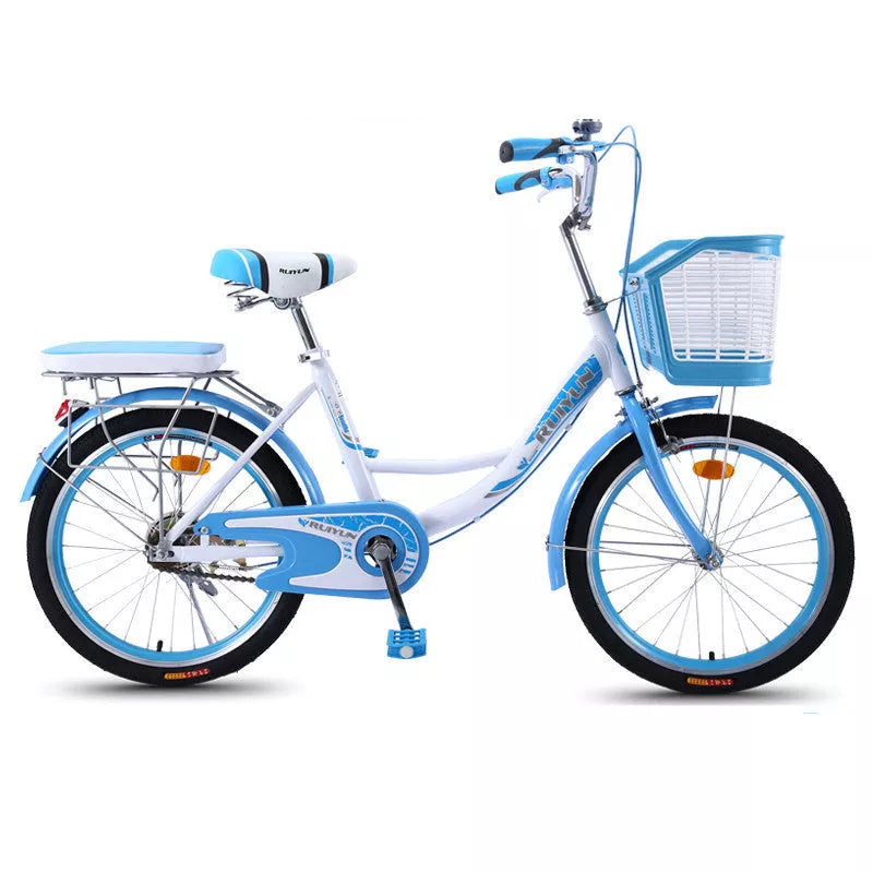 Adult lightweight commuter bicycle with high carbon steel frame in various colors and sizes