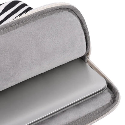 Black and white zebra pattern polyester protective sleeve for a digital notebook, available in 11 to 17 inch sizes