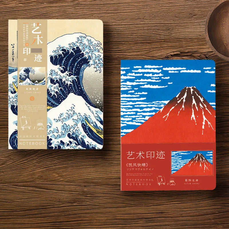 Ukiyo-e Series Kanagawa Surfing Village Retro Artist Ledger: A 100g Daolin paper hand ledger with a 13.2 x 18.3 cm nostalgic design, featuring traditional Japanese woodblock print covers for artistic inspiration.