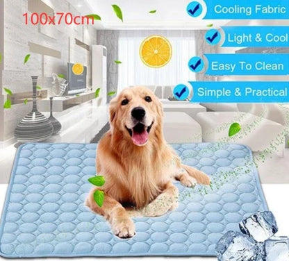 Cooling pet pad for dogs and cats made with heat-resistant fibers for instant cooling relief during summer