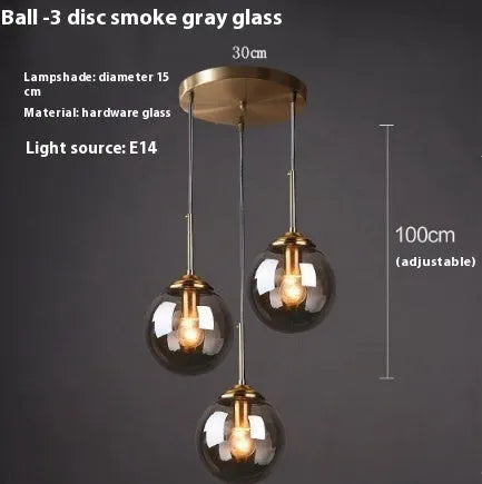 Simple modern round glass ball chandelier ceiling light in Nordic style