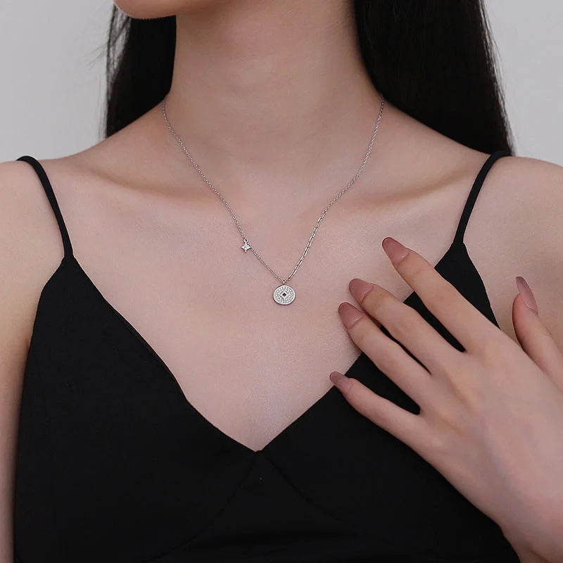 Elegant Chinese Style Copper Coin Necklace for women in silver and gold