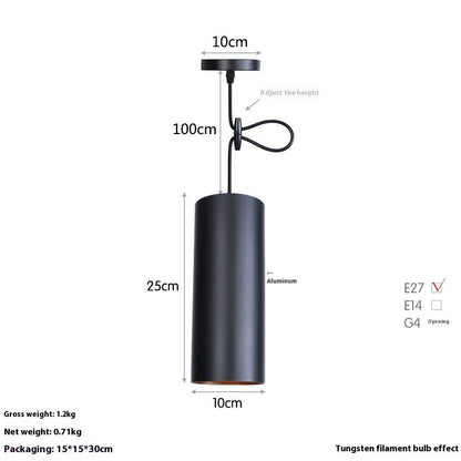 Retro iron chandelier with matte black finish in short and long versions for bedroom or living room lighting