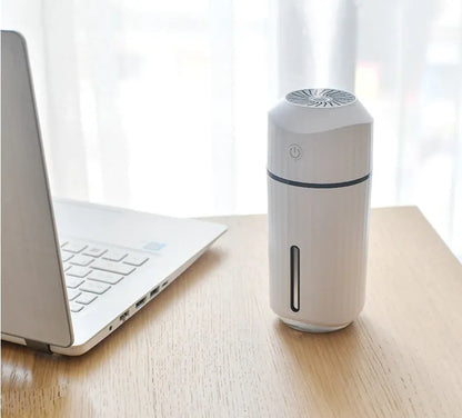 Mini car humidifier 320mL USB columnar 72x72x165mm in blue pink white with night light