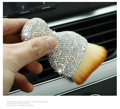 Car interior cleaning brush with soft PVC bristles in white, pink, or black colour options