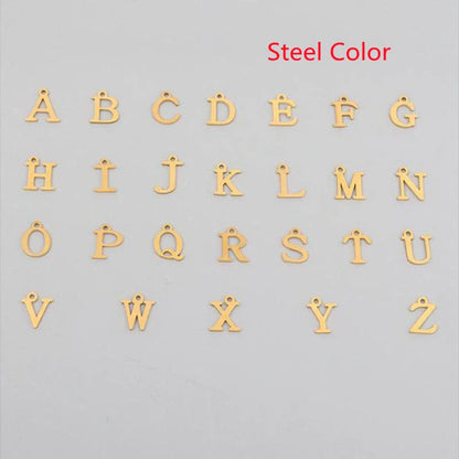 Personalized English letter necklace with stainless steel chain and imitation pearl pendant