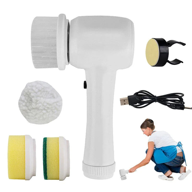 Cordless Electric Spin Cleaning Brush with 4 Interchangeable Brush Heads for Powerful Scrubbing of Tiles, Countertops, and More