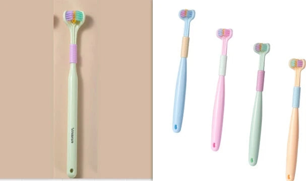 Soft Bristle Tri-Angle Toothbrush with customizable features for deep cleaning and travel convenience