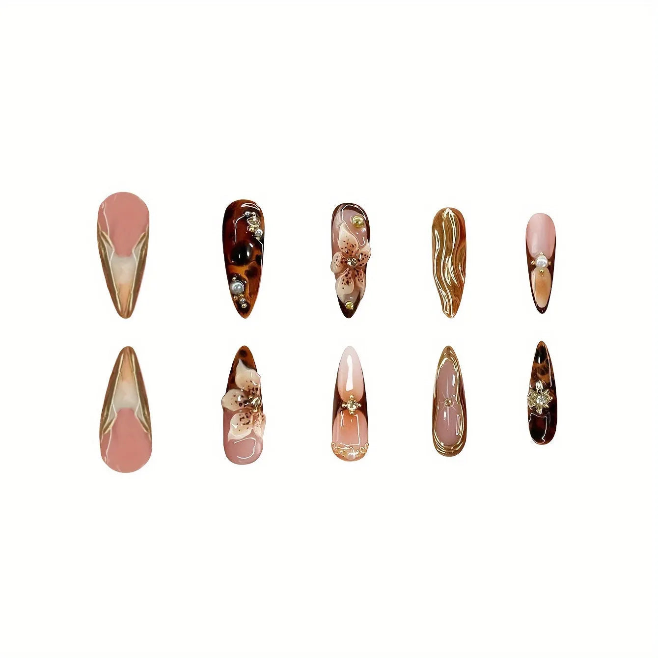 Sweet floral design press-on nail armour for women in cool colour XM325