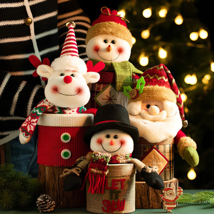 Christmas gift box with knitted flannel material and oversized cartoon design in festive colours