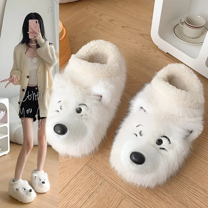Women's grey ankle wrap cotton slippers with insulated padding and non-slip soles for indoor home wear