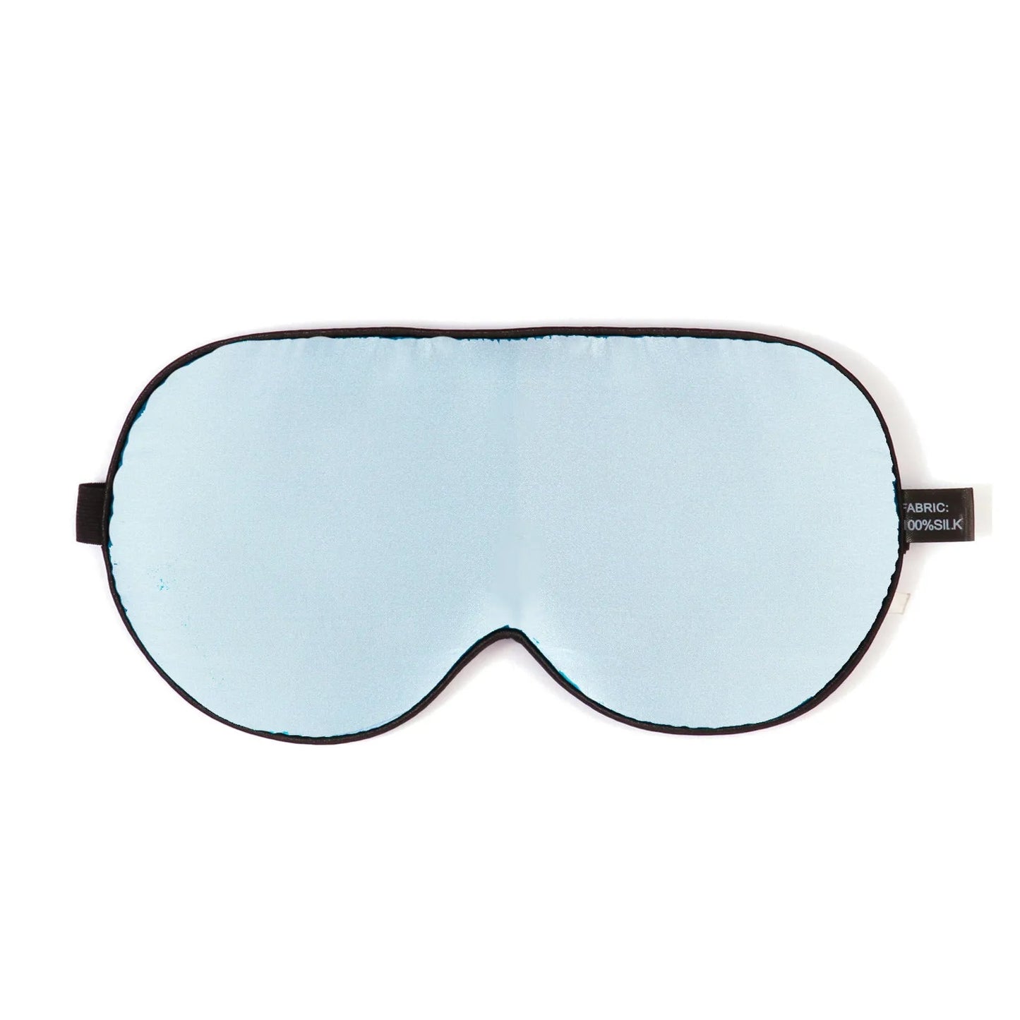 Double-sided mulberry silk eye mask showing 22cm by 11cm dimensions in navy blue colour