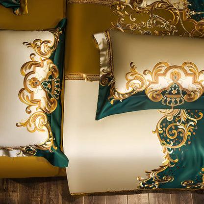 European-style 10-piece long-staple cotton bedding set with embroidered bedspread and 220x240cm quilt cover for 2.0m bed