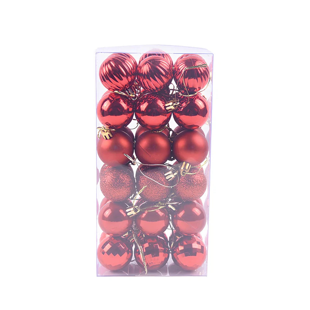 36 Christmas decoration balls in 16 colours with 4cm diameter spherical design
