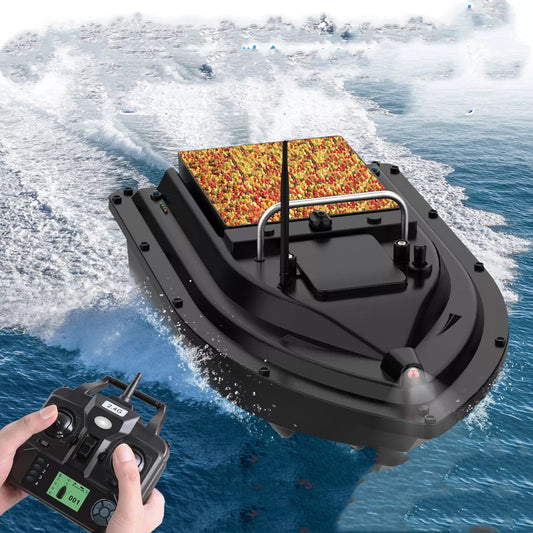 GPS Intelligent Remote Control Boat with remote control and accessories on water