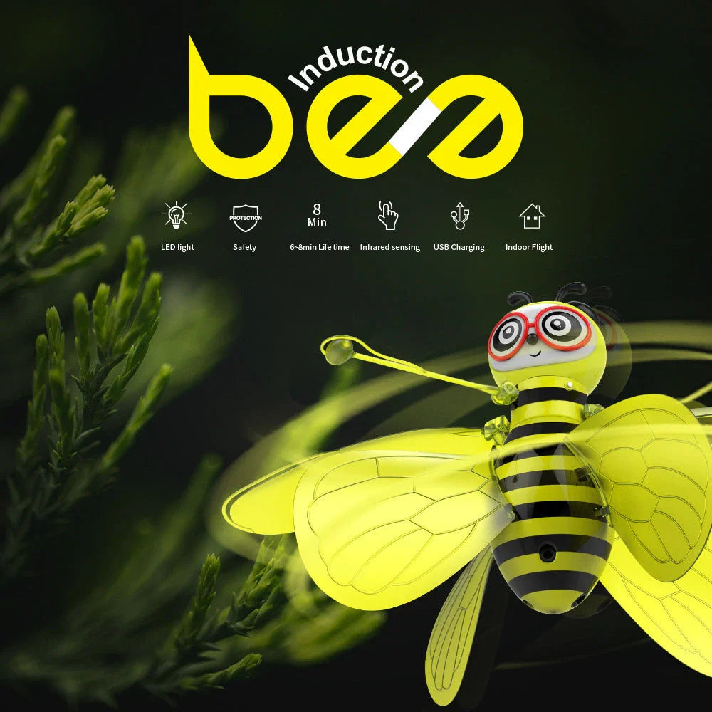 Infrared Flying Bee Drone with hands-free controls, flexible blades, and smooth surface for safe indoor flight