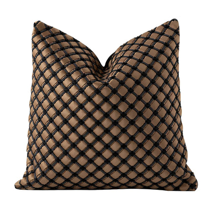 45x45cm vintage woven throw pillow with square design on sofa