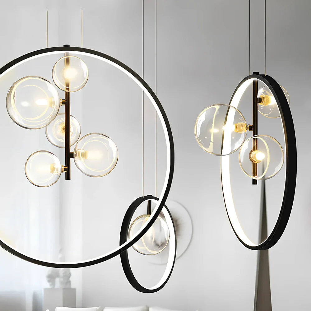 Modern Nordic minimalist bubble chandelier in white iron with three LED heads for 5-10㎡ lighting