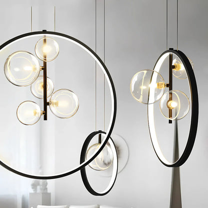 Modern Nordic minimalist bubble chandelier in white iron with three LED heads for 5-10㎡ lighting