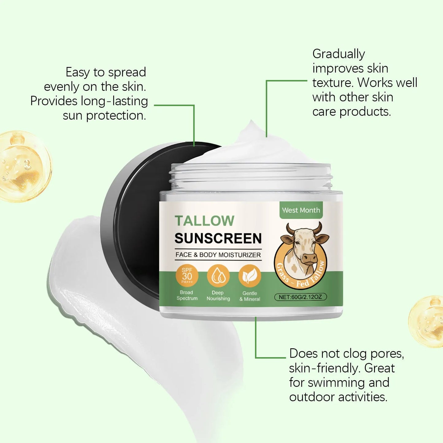 60g tube of non-greasy sunscreen cream with titanium dioxide protection