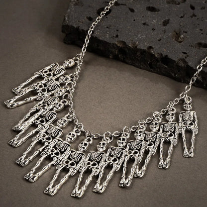 Dark style skull and ghost hand necklace and earrings set with electroplated alloy construction