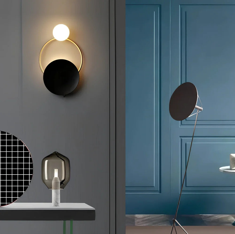 Post-modern ring wall lamp with Chinese antler design and 25mm iron construction