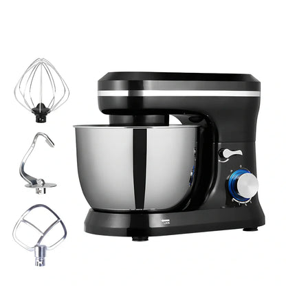Black desktop stand mixer with 3-speed control for baking and whipping applications