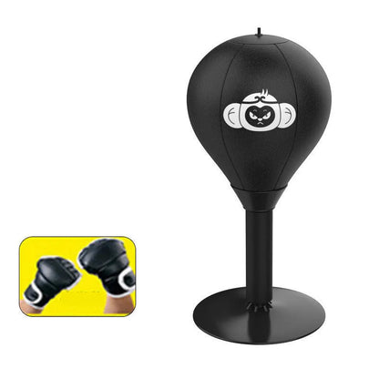 Tabletop boxing speed ball with suction cup base and inflatable PU leather ball in Burst Bear design