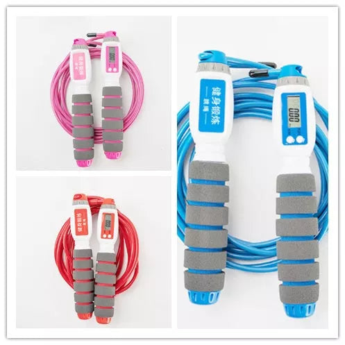 Electronic counting jump rope with adjustable length and color options for fitness training