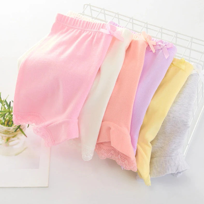 Girls' cotton safety pants with anti-exposure design in random colours