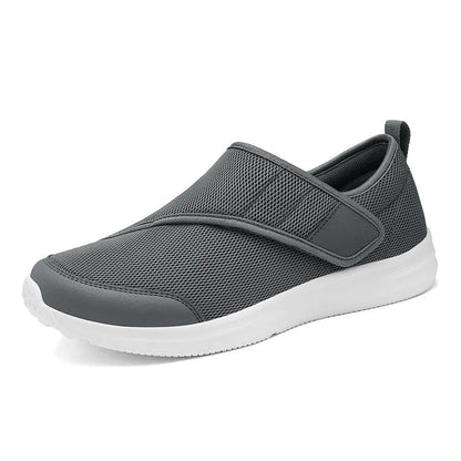 Velcro-fastened mountaineering walking shoes with mesh upper in multiple colour options