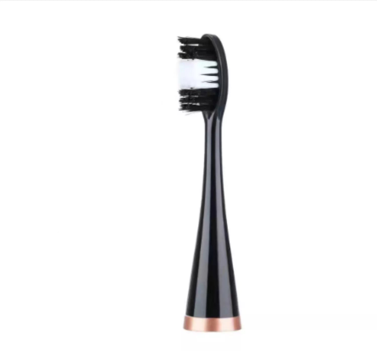 High-frequency electric toothbrush in white and black, with USB charging cable and brush heads