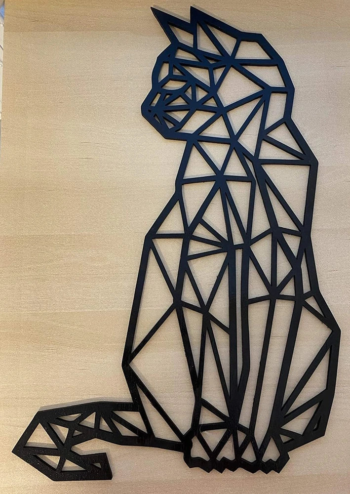 Black laser-engraved galvanized iron cat wall art pendant, 46x30x1.5cm dimensions for home decor