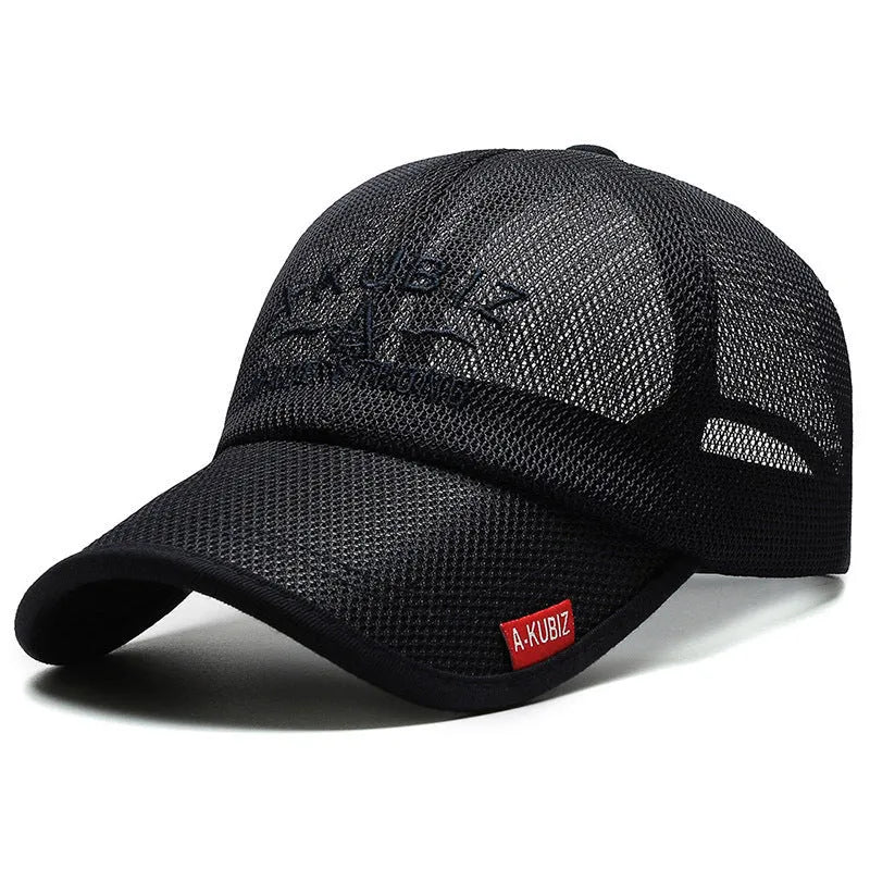 Adjustable mesh baseball cap in army green with dome crown and cotton fabric