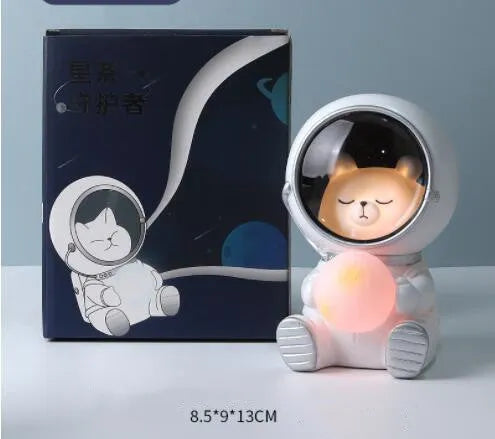 Starry sky animal night light in bear design with LED illumination and resin construction