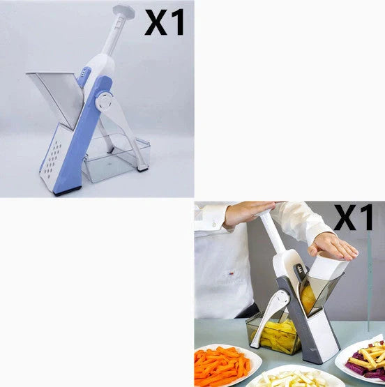 Multifunctional vegetable cutter with safety design and 30+ slicing options