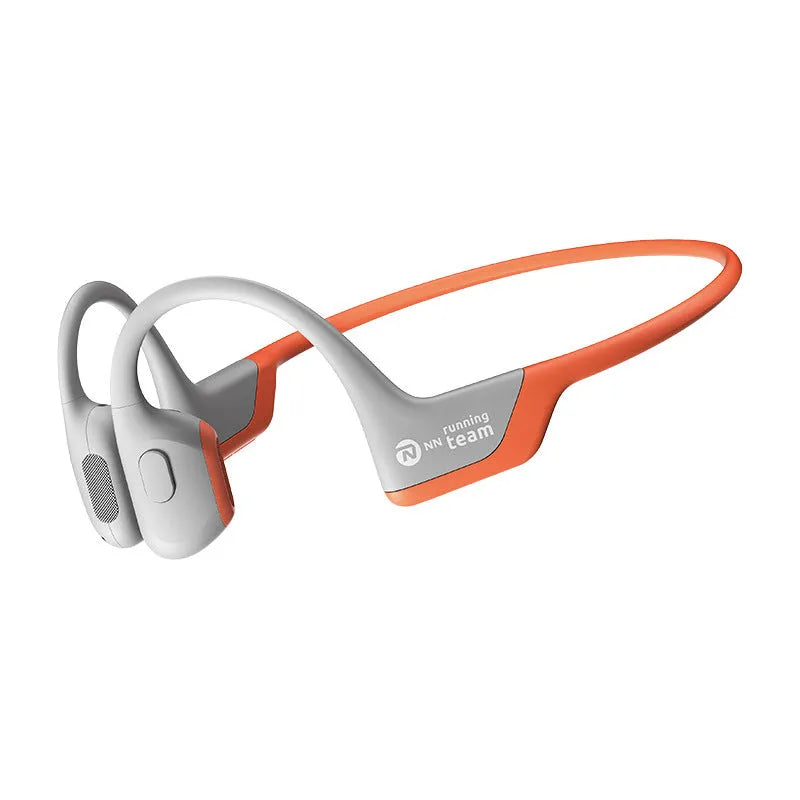 Wireless bone conduction earphones with titanium alloy frame in neck-hanging sports design