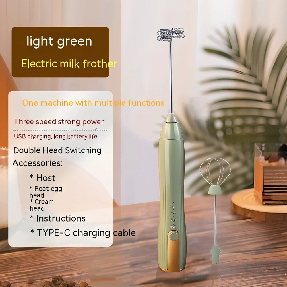 Stainless steel handheld electric whisk with wireless design and multiple speed settings for kitchen use