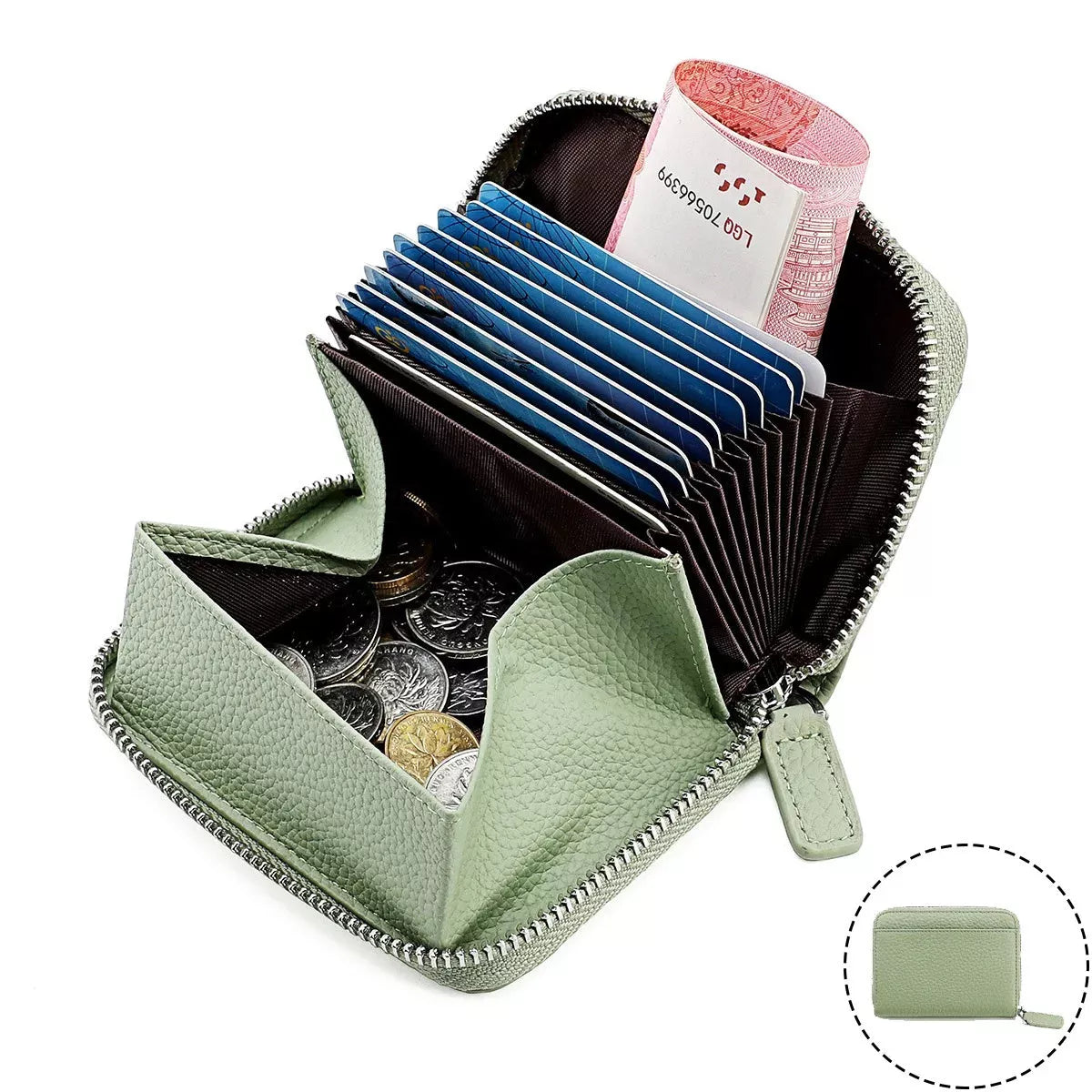 2024 RFID Genuine Leather Wallet with coin pocket and card slots