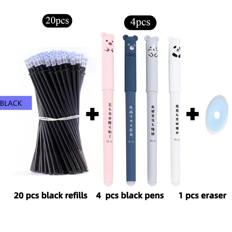 Erasable pen with 0.5mm needle tip and hot erasable ink in plastic casing